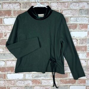 Vintage Coldwater Creek Dark Green Long sleeve sweater with velvet detailing med